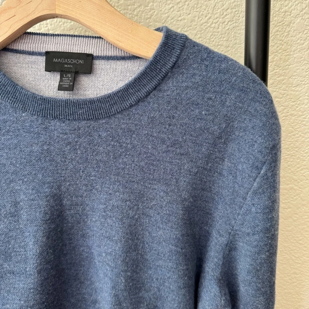 MAGASCHONI MAN Navy Merino‎ Wool Sweater Size Large